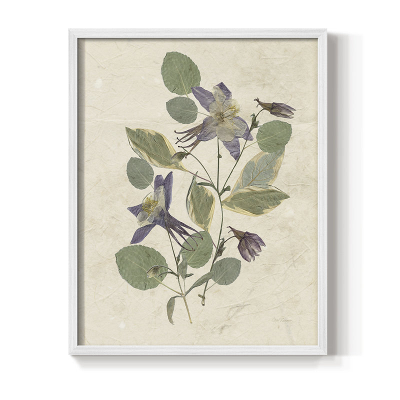 Pressed Arrangement IV Framed Print - Solid Wood, 11" H x 9" W, White