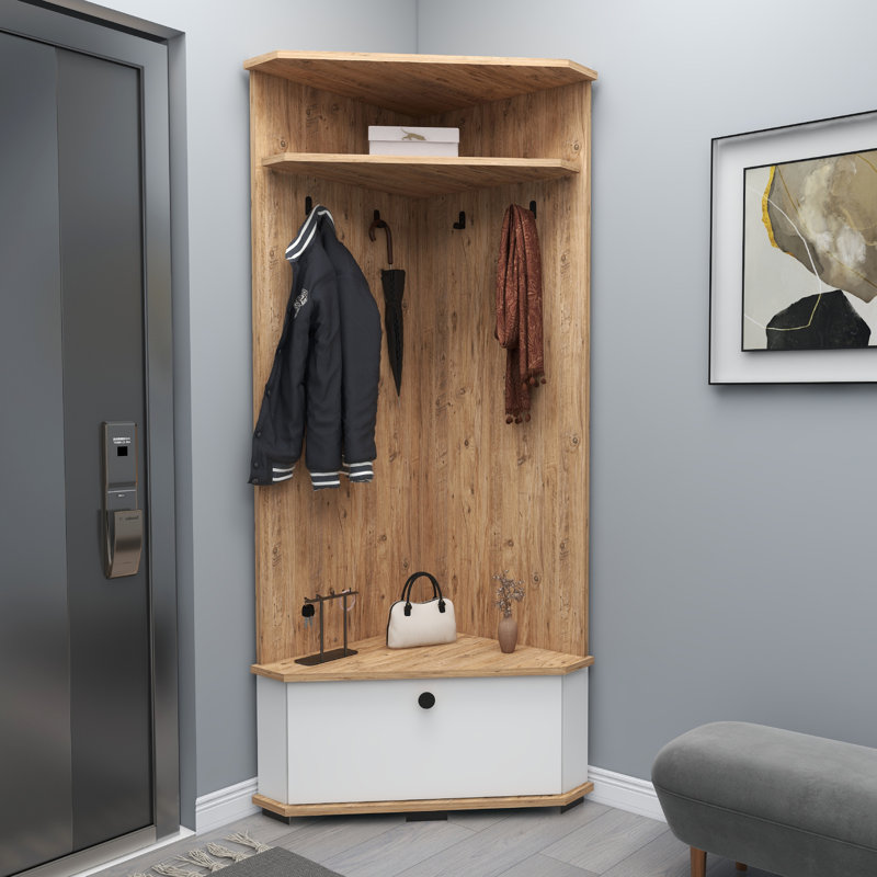 Shoe Storage Hall Tree Lacynda, Atlantic Pine/White