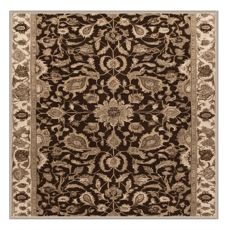 Tapis brun lavable à la machine, Carré 7 pi