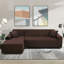 Housse de canapé en L épais en velours - Housse de canapé modulaire avec 2 housses de coussin décoratif-57081214