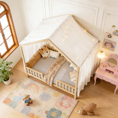 Floor Bed with Canopy, Full Bed Frame