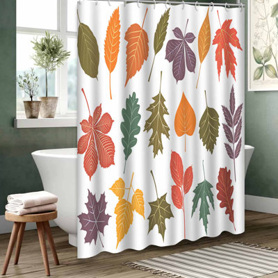 Rideau de douche orange imperméable, rideaux de douche pour la salle de bain avec 12 crochets