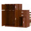 Twin Size Wood Platform Bed With Sample Bookshelf And Movable Wardrobe, Multifunctional Bed With Built-In Trundle Bed, Walnut