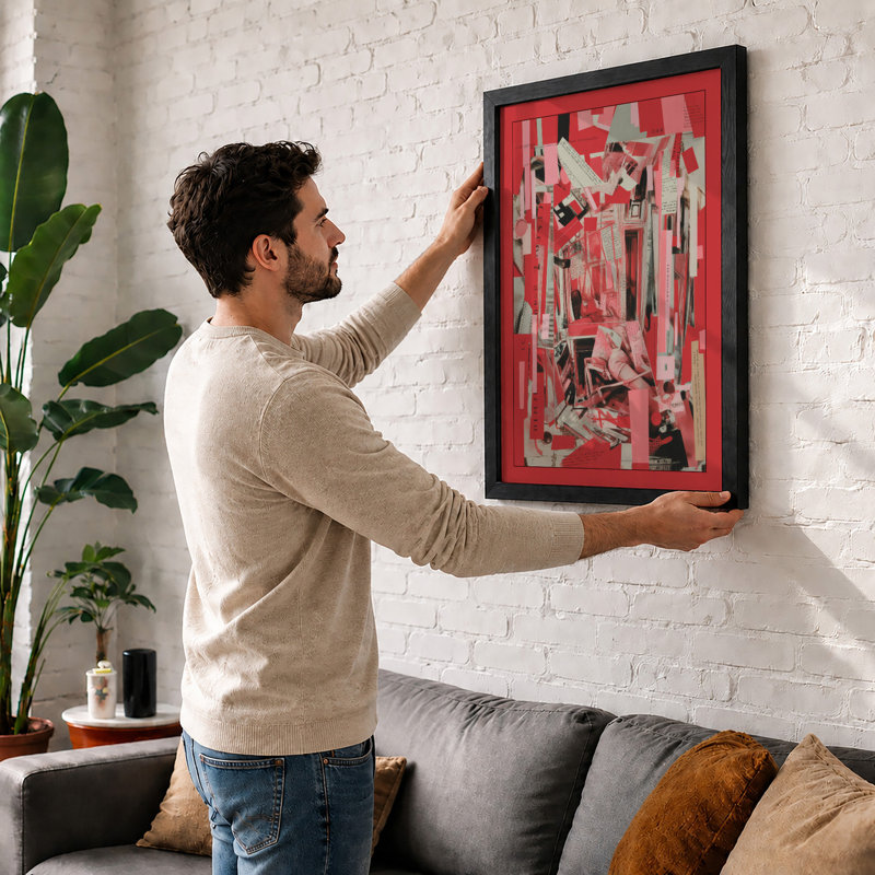 Fragmented Forms Geometric - Framed Print, A1 - 84.1 x 59.4 cm, White