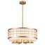 Lustre tambour 6 lumières 19,68 "à intensité variable moderne avec abat-jour en tissu blanc-1910037554
