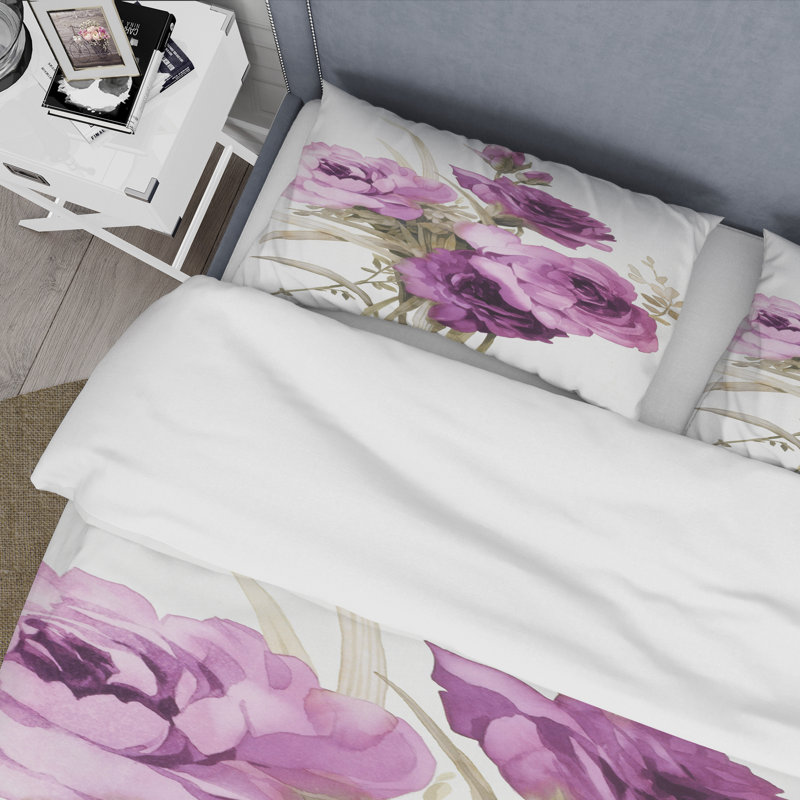 Rose foncé foncé - ensemble de housse de couette traditionnel - microfibre de polyester