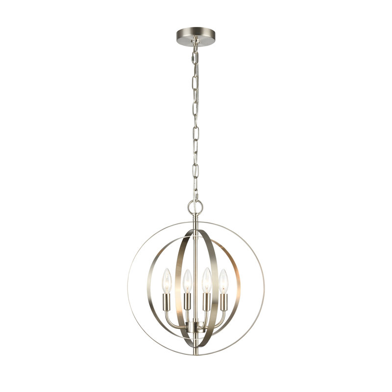 Lustre en forme de globe à 4 lumières Gurney Slade, Nickel brossé