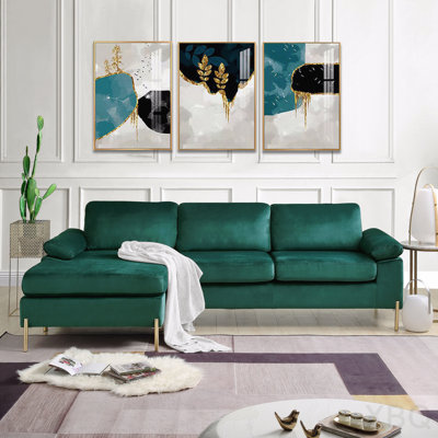 Velvet Sectional Sofa With Chaise