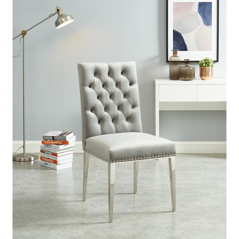 Chaise d'appoint en velours 21 po Scroggs, Gris