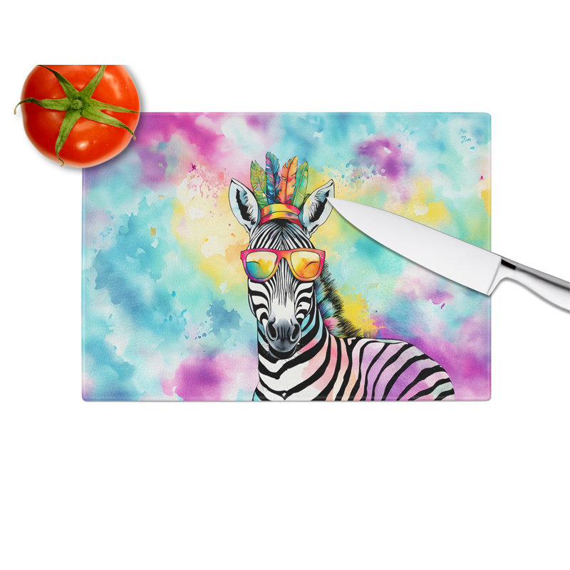 Hippie Animal Zebra Glass Cutting Board