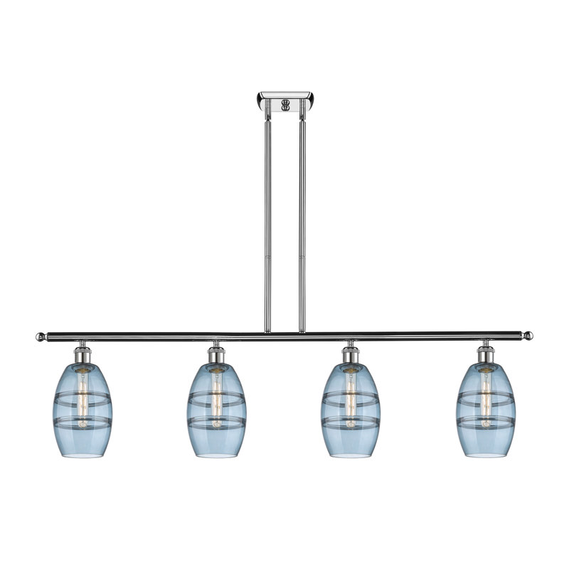Dundrod 4 - Light Kitchen Island Pendant, Princess Blue, Polished Chrome