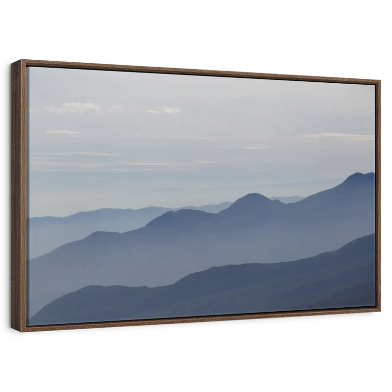 Foggy Mountain Range, 13" X 9", Floating Frame Walnut