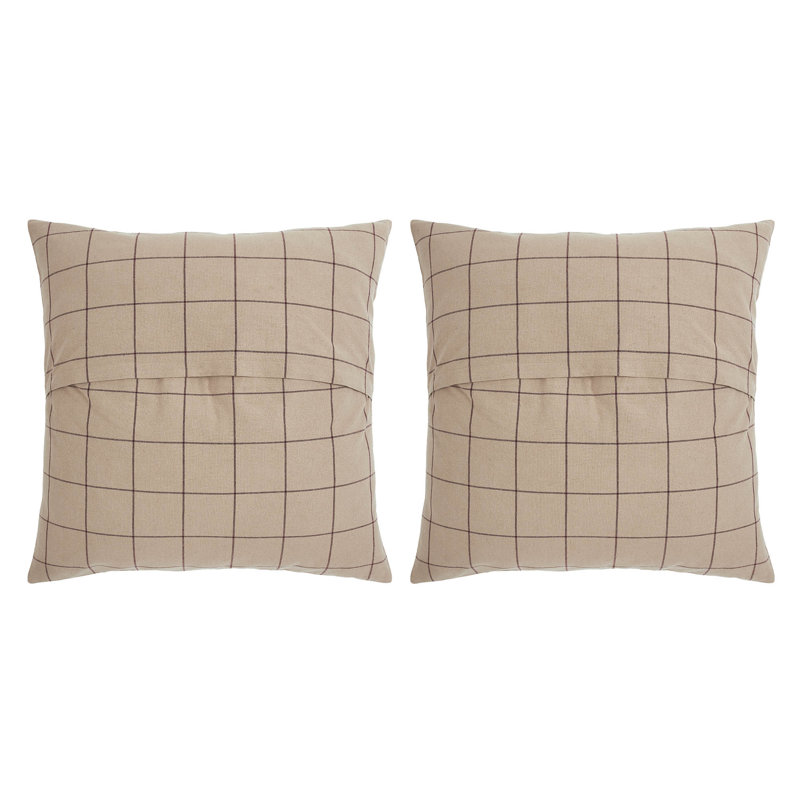 Connell Tan and Burgundy Cotton Blend Euro Sham Set of 2