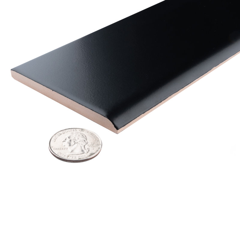 Battiscopa 18" x 3" Ceramic Bullnose Tile Trim, Matte Black