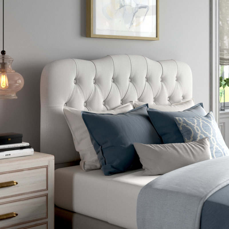 Michaela Upholstered Headboard, White Performance Twill, Full