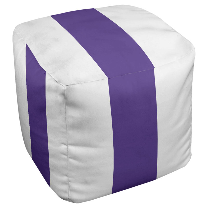 Repose-pieds cube la ours college stripes, Blanc/mauve