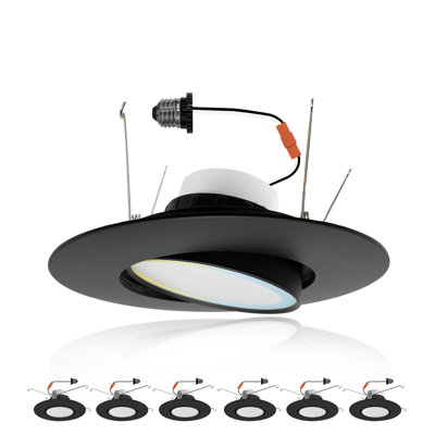 5/6" Gimbal Lens Eyeball Light LED Retrofit Selectable CCT Remodel Recessed Lighting Kit