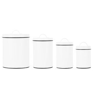 Outshine Co White Farmhouse Nesting Kitchen Canisters Set of 4, Multipurpose Storage