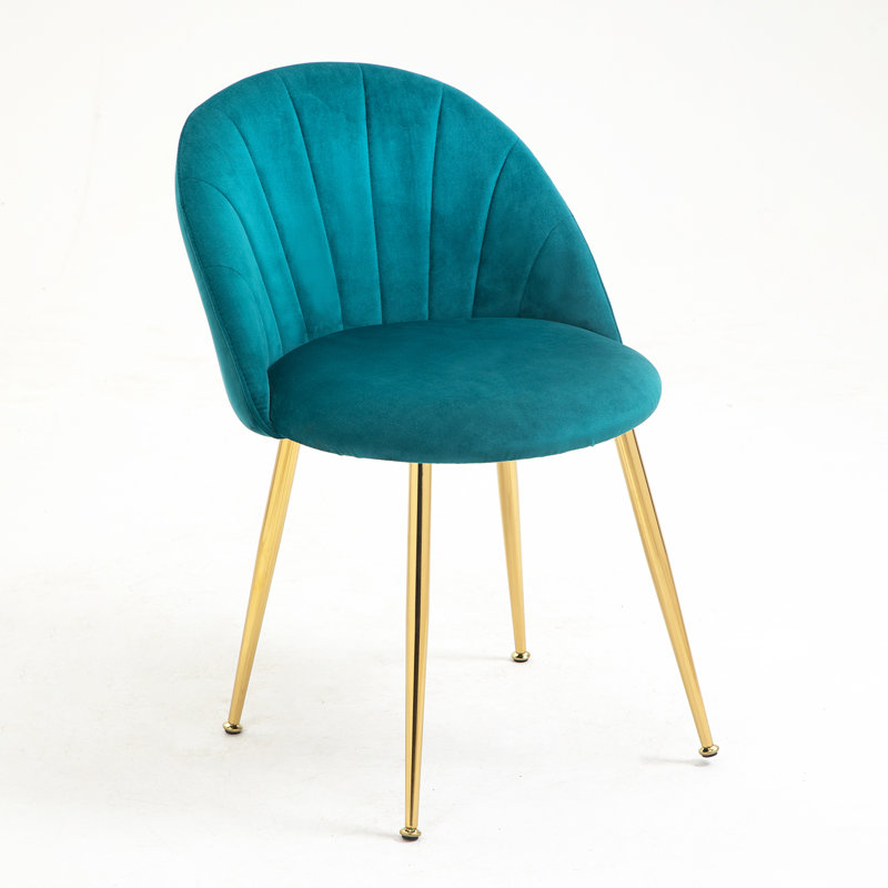 Persephone 46cm H Velvet Upholstered Queen Anne Back Side Chair, Teal