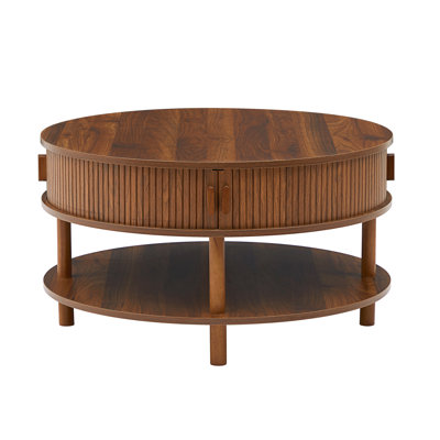 Round Coffee Table With Sliding Door