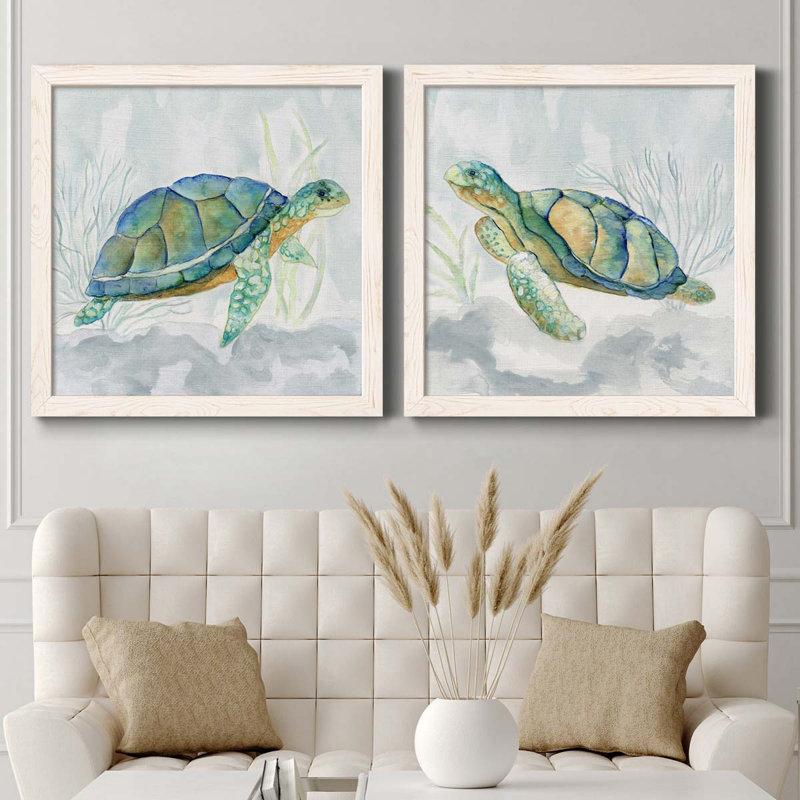 Ensemble de peinture sur toile 2 pièces, Cadre blanc, H 27,5 po x l 55 po x P 1,5 po