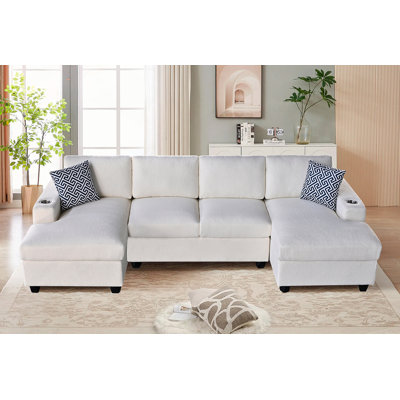 Canapé modulaire en U ultra confortable avec coussins moelleux, sièges polyvalents et chaises longues doubles pour se détendre