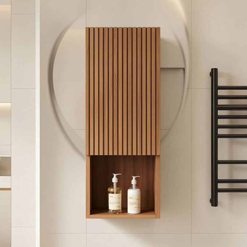 Armoire de salle de bain murale l 13,78 po x l 35,57 po, Chêne brun