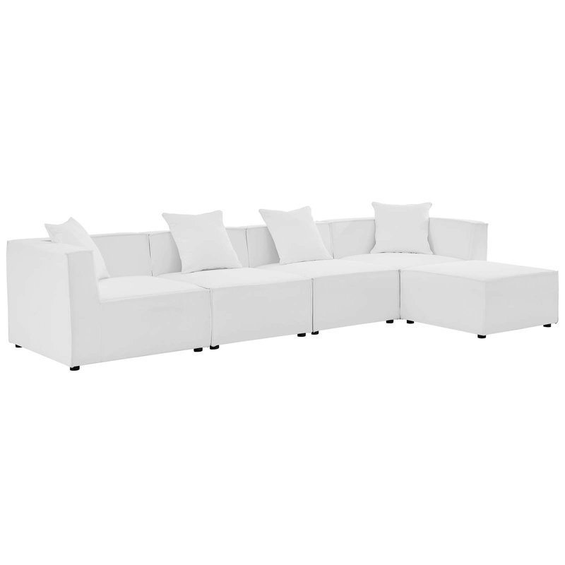 Canapé modulaire d'extérieur 5 pièces Modway Saybrook, Blanc
