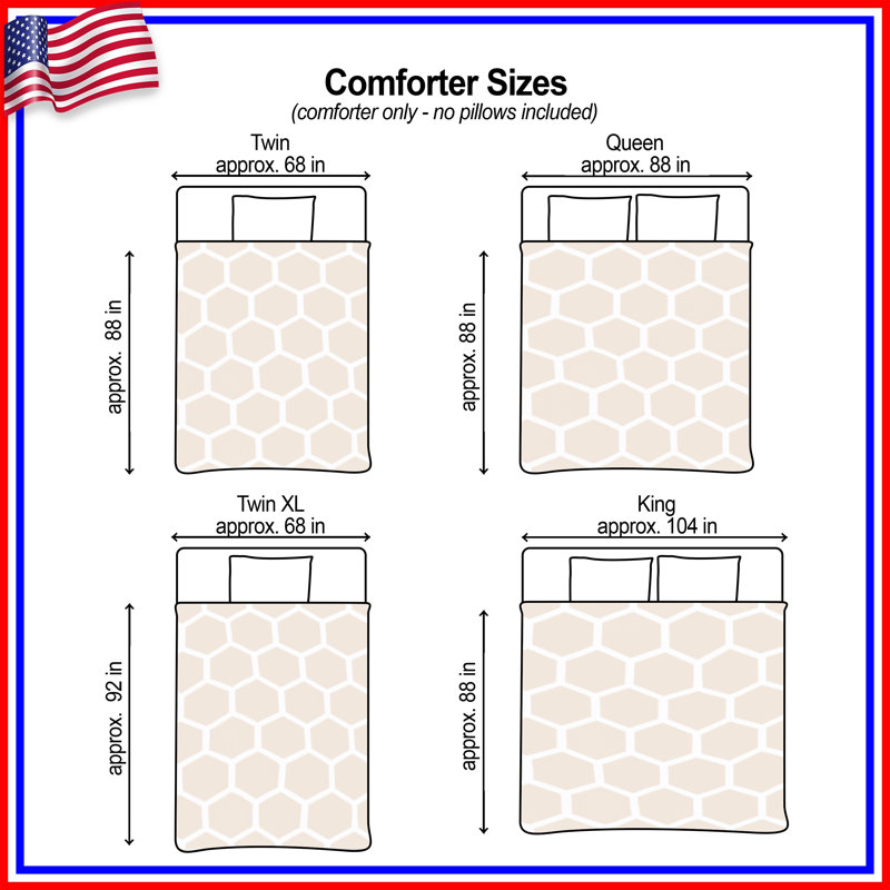 Beige Hexagon Pattern Comforter, Twin Extra Long