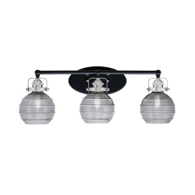 Easton 3 Light Bath Bar With 6" Smoke Ribbed Glass