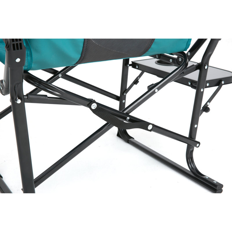 Chaise de camping pliante robuste avec table d'appoint - Bleu pour les voyages en voiture, pique-nique portable, Bleu