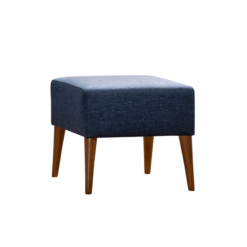 Repose-pieds rectangulaire 19,7 po Shandon, 100 % lin bleu foncé