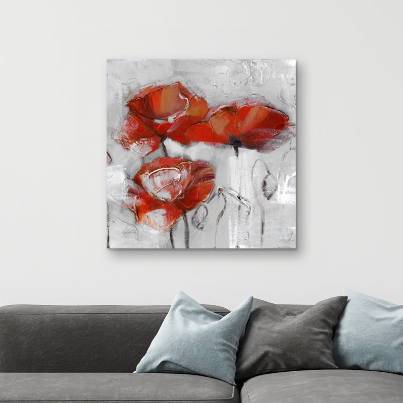 Abstract poppies - 32"x32" art on canvas