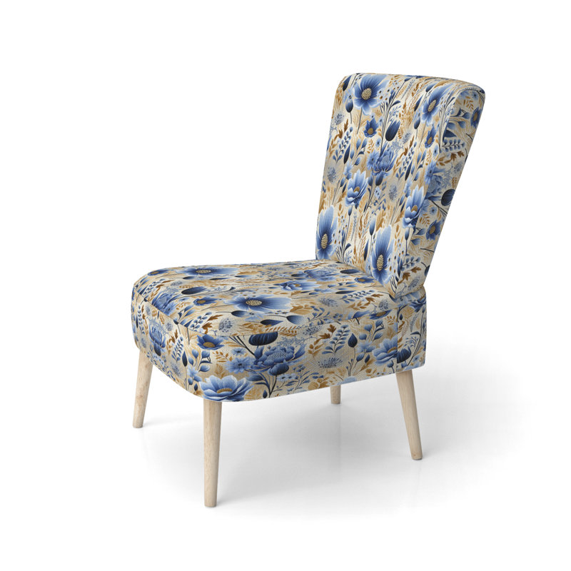 Chaise d'appoint rembourrée Blue Meadow Flowers