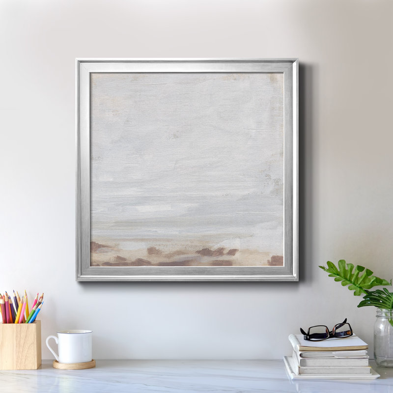 " Neutral Breakers I ", 17.5" H x 17.5" W x 1.5" D, Black Framed Canvas, No Mat