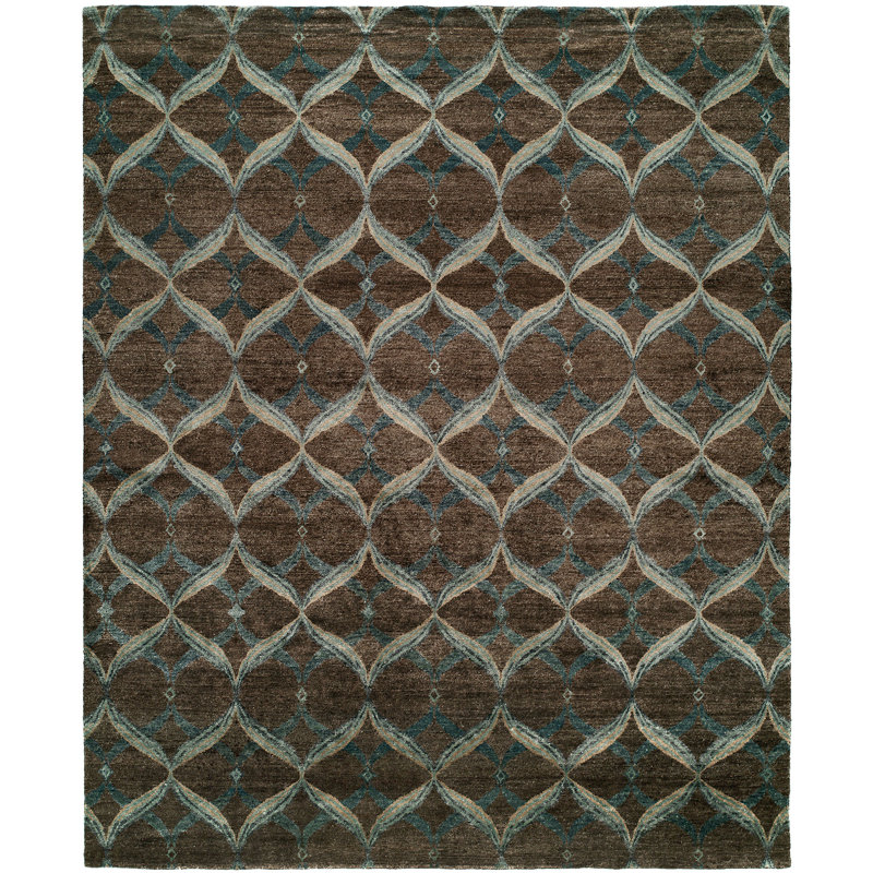 Heaney Geometric Area Rug in Brown, Rectangle 10' x 14'