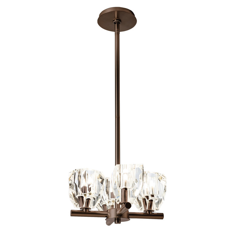 Gatsby 4 - Light Shaded Classic/Traditional Chandelier with Crystal Accents, Bronze