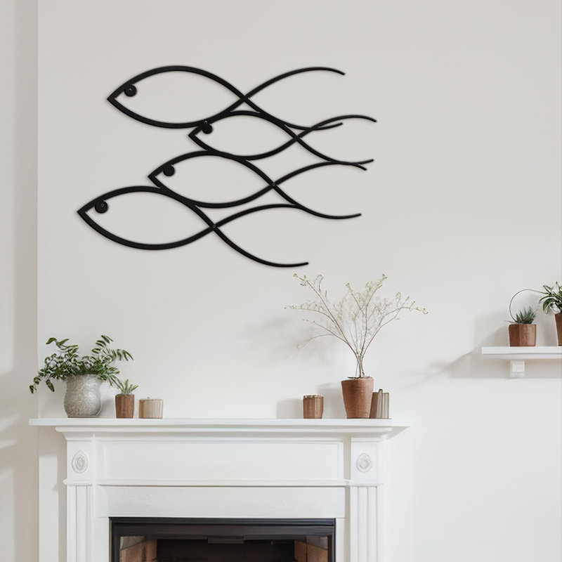 Wall Decor Metal, 24" H x 36" W x 0.05" D, Black