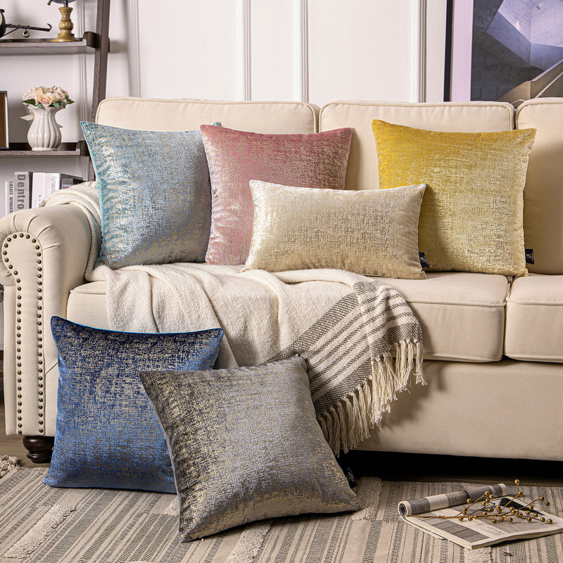 Bronzing Pillow Cover, Beige, 18" x 18"