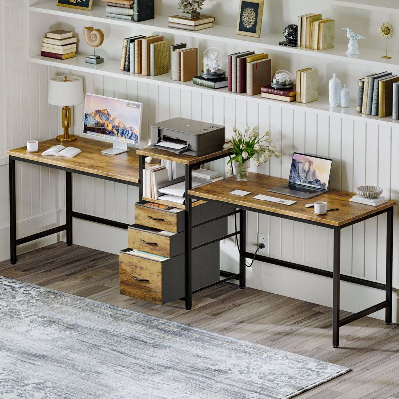 Bureau d'ordinateur l 94 po Melaniece, Brun / noir
