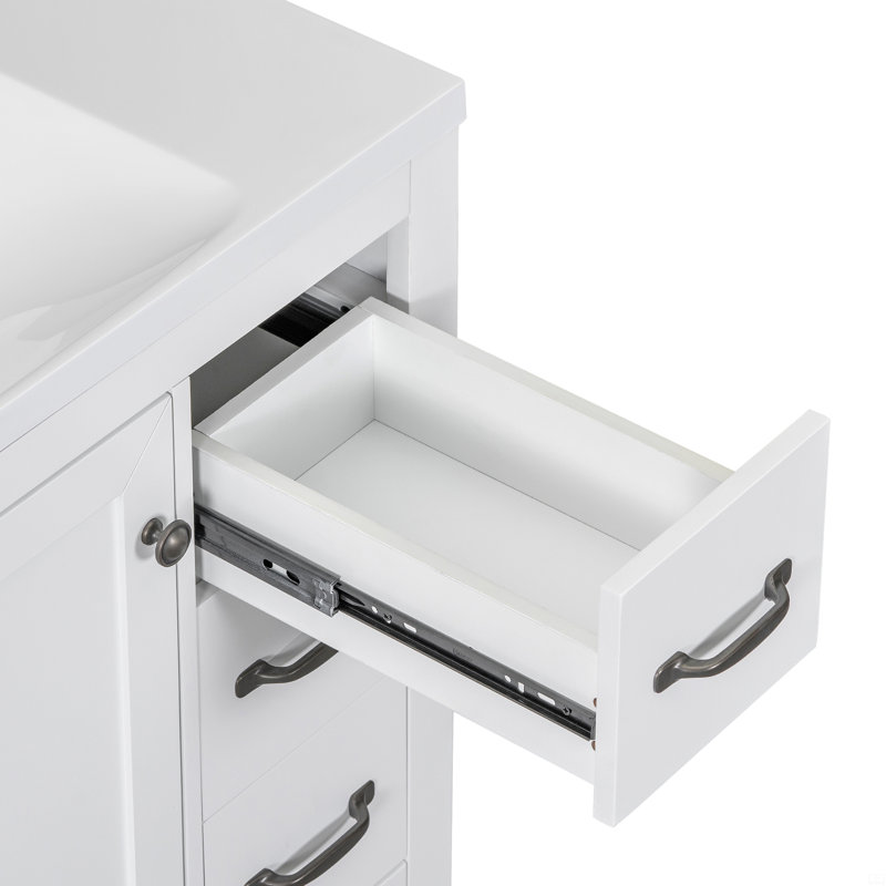 36" Bathroom Vanity without Sink, Cabinet Base Only, Six Drawers, Multi-Functional Drawer Divider, Adjustable Shelf (No Sink)