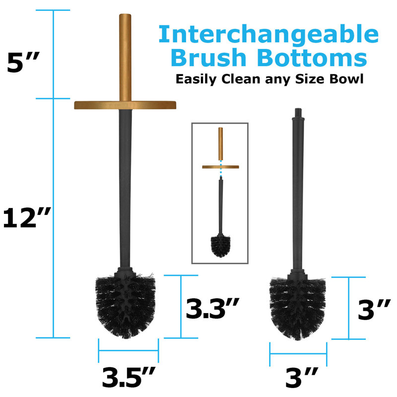 Gold Modern Toilet Brush and Plunger Set with Holder