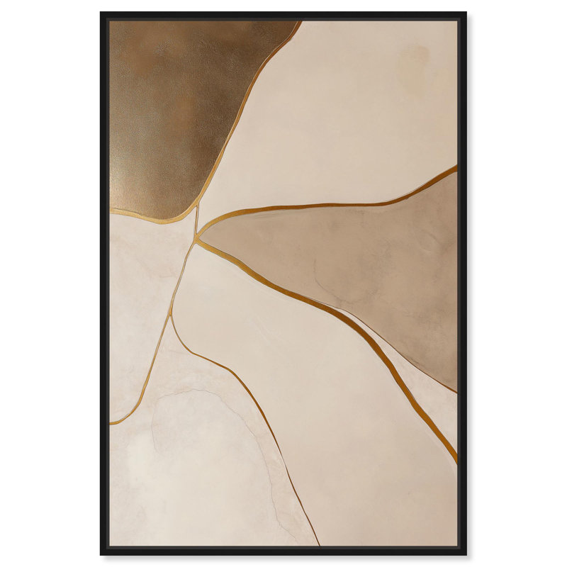«Taupe Terrain II», art abstrait élégant par, Cadre flottant noir, H 16 po x l 11 po