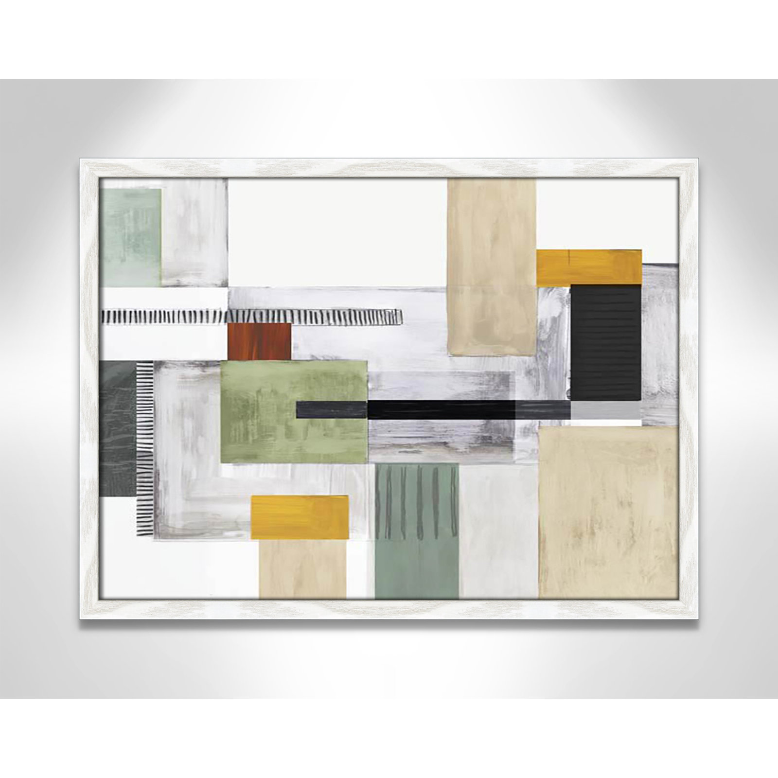 Playful Blocks by Tom Reeves, No Mat, 17" H x 23" W x 0.75" D, White Slim Picture Framed