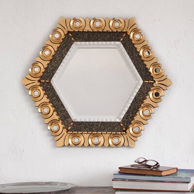 Zenaide Sublime Hex and Bronze Gilded Wood Accent Mirror -  House of Hampton®, 52E06BCE93174FDFAEF653D2B523CB77