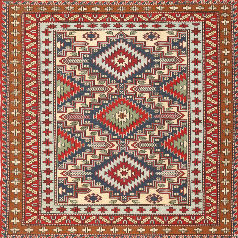 Tapis brun Southwestern, Rond 8 pi