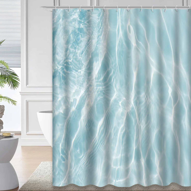 Rideau de douche bleu imperméable, rideaux de douche pour la salle de bain avec 12 crochets, 72" L x 72" W