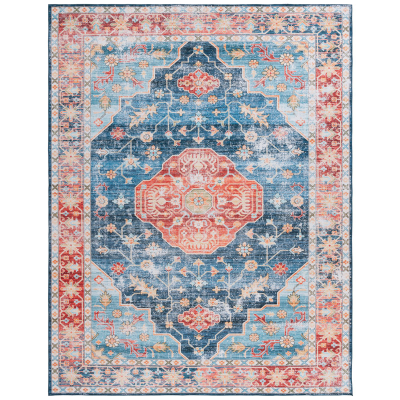 Tapis rouille / bleu Danna Performance, Rectangle 8 pi x 10 pi