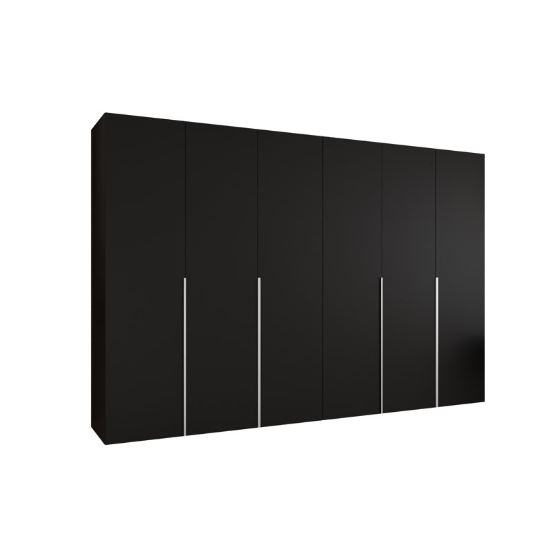 Manufactured Wood Wardrobe, black matt + handles: cashmere