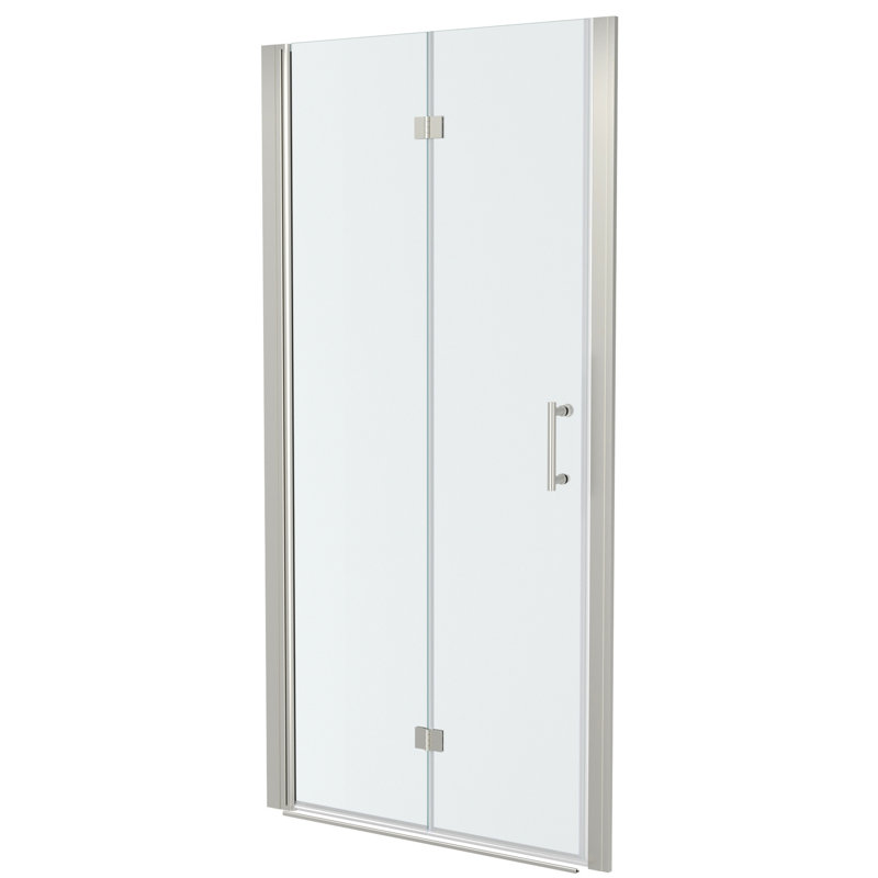 Brushed Nickel 32"w X 72"h Tempered Glass Shower Door - To Wear And Tear, Space Optimization Advantage, Bathroom Essential Component Marks, Adjustable Width Setting, Necessity